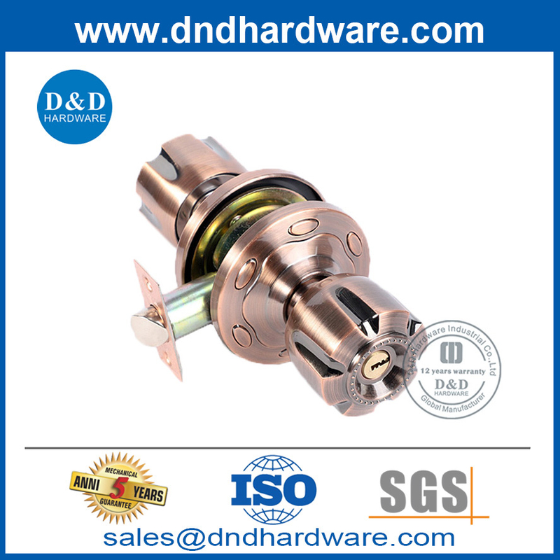 สังกะสีอัลลอยด์โบราณการออกแบบทองแดงล็อคด้ามจับสำหรับประตูไม้ DDLK052