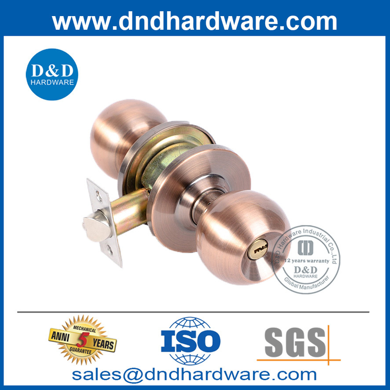 ทองแดงโบราณเสร็จสิ้นการทำประตูอัลลอยด์ลูกบิดพร้อมกุญแจล็อคคีย์ DDLK046