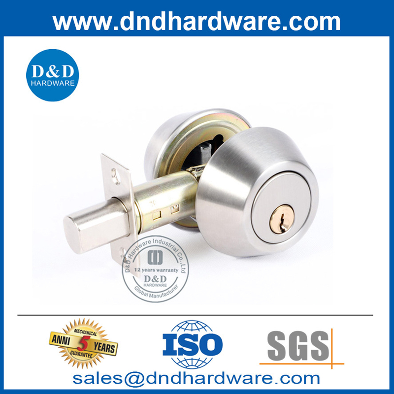 สังกะสีอัลลอยซิลเวอร์ซาตินนิกเกิลประตูหน้าใหม่ล็อคทรงกระบอก Deadbolt-DDLK023