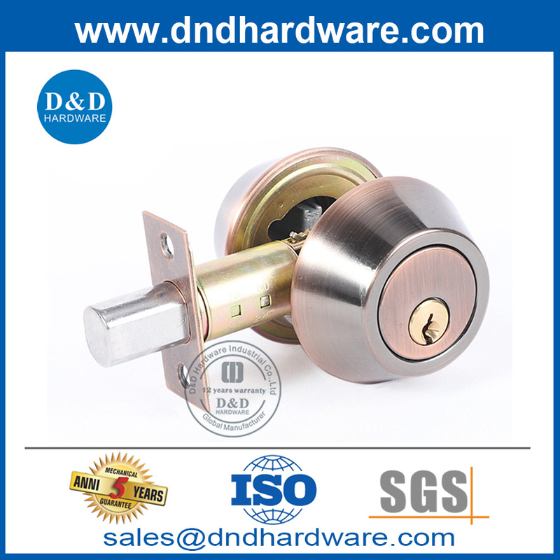สังกะสีอัลลอยด์โบราณทองแดงตายสลักเกลียวล็อคประตูล็อคทรงกระบอก Deadbolt-DDLK025