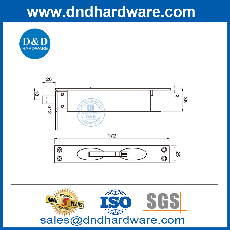 สลักเกลียวประตูทองเหลืองสีเงินสำหรับโรงแรม DDDB034