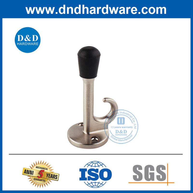 ใหม่ Satin Nickel Zinc Alloy Door Stop พร้อม Hook Hardware-DDDS020