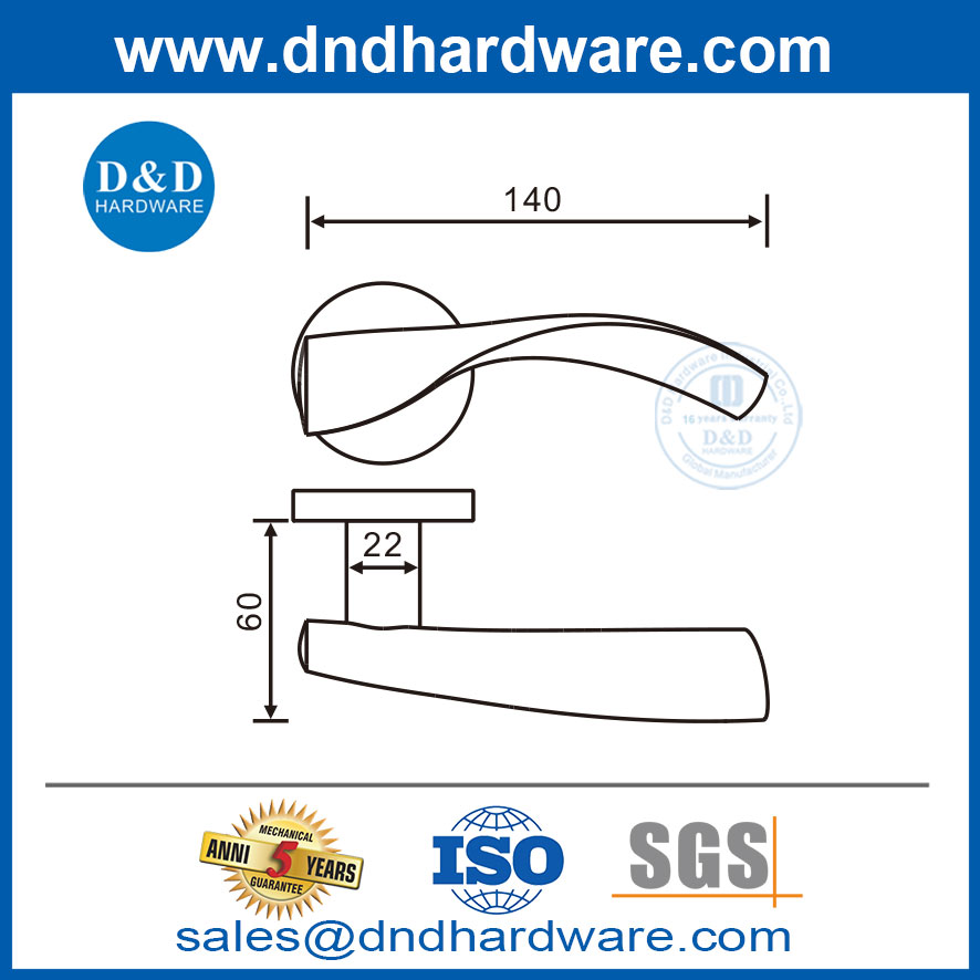 Manuse da porta industrial Aço inoxidável Mandilhas de portas de alavanca sólida DDSH049