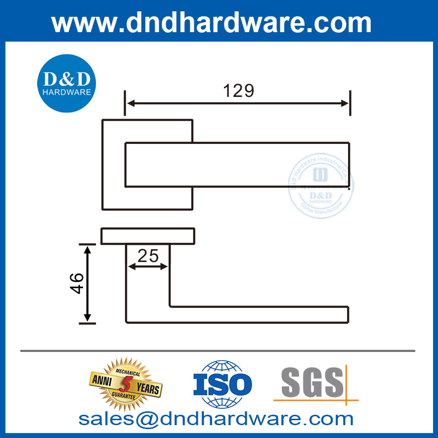 สแตนเลสสตีลสี่เหลี่ยมกุหลาบท่อไม้ประตูไม้ก้านประตูที่จับ DDSH057
