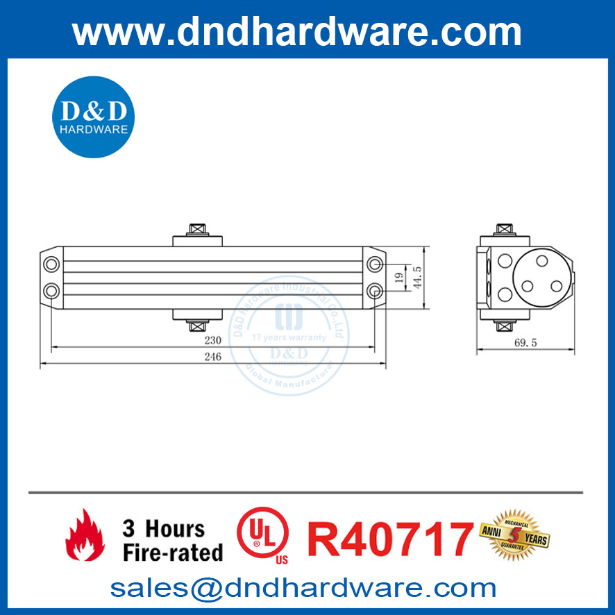 ความปลอดภัยอัตโนมัติ UL จดทะเบียนประตูแบล็กรูฟประตูใกล้ผู้ผลิต DDDC058