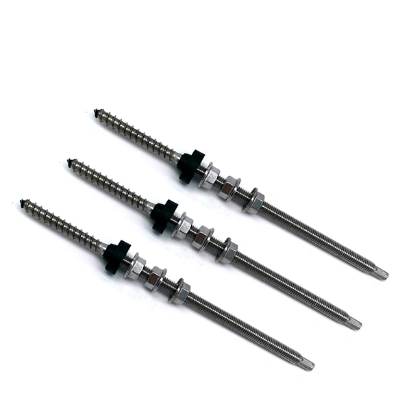 SUS304 الكربون الصلب / الفولاذ المقاوم للصدأ مسامير خشبية مزدوجة الخيوط شماعات لنظام الألواح الشمسية