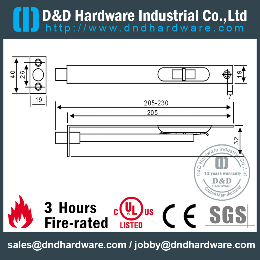 Stainless Steel 304 Lever Action Flush Bolt untuk Pintu Depan dengan Polish-DDDB005