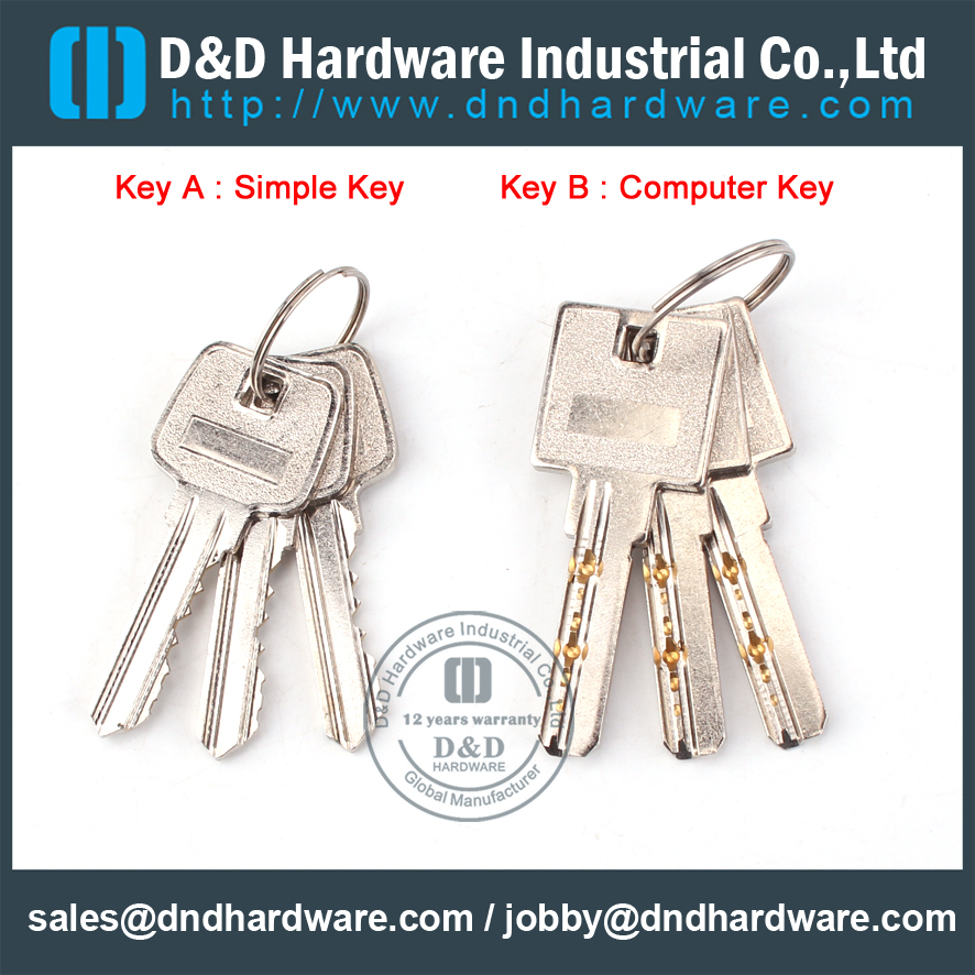 Perfil Euro Único Cilindro Bloqueia Hardware Key-D & D