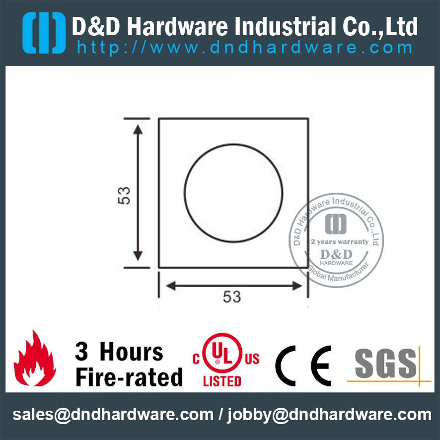 Tipo de rosca Escutcheon quadrado para Porta DDES012-dimensions