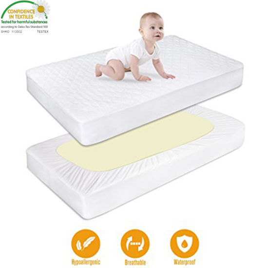 Breathable Fitted Sheet Dust Mite & Bed Bug Protection Crib Mattress Pad Protector