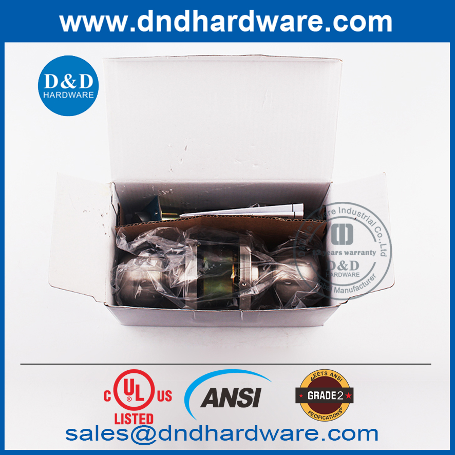 UL ระบุว่า UL 10C Zinc Alloy ANSI Fire Fire ได้รับการจัดอันดับกระบอกสูบท่อลูกบิด Lockset-DDLK012