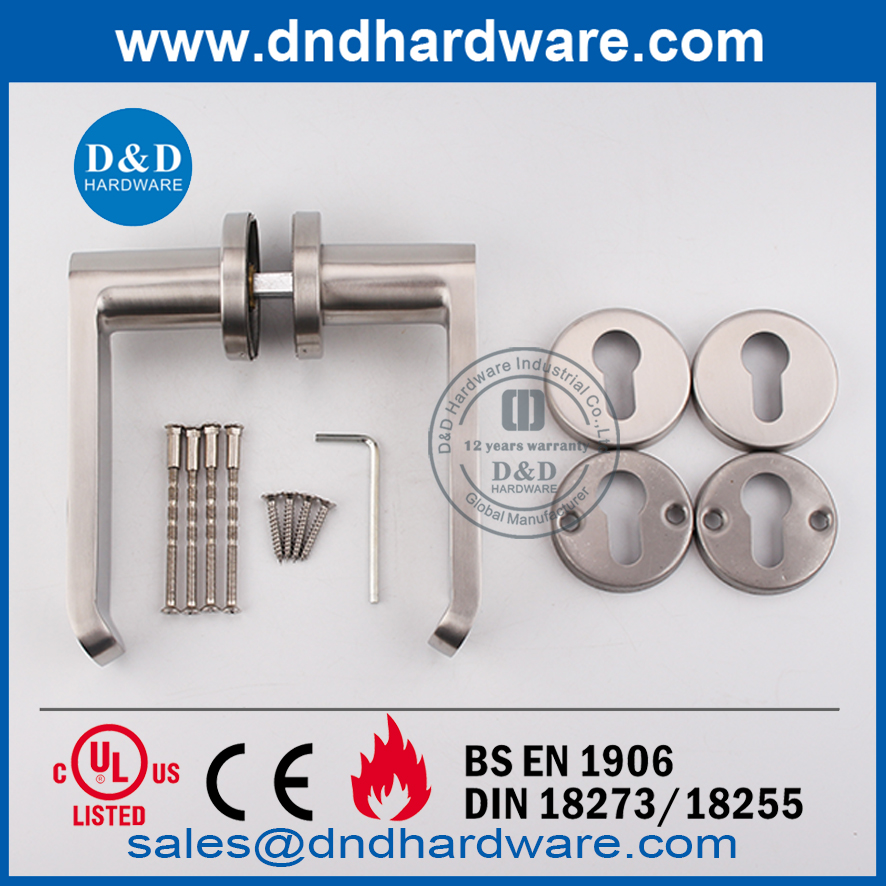Manija de palanca de níquel de seguridad de acero inoxidable para puerta industrial-DDSH028