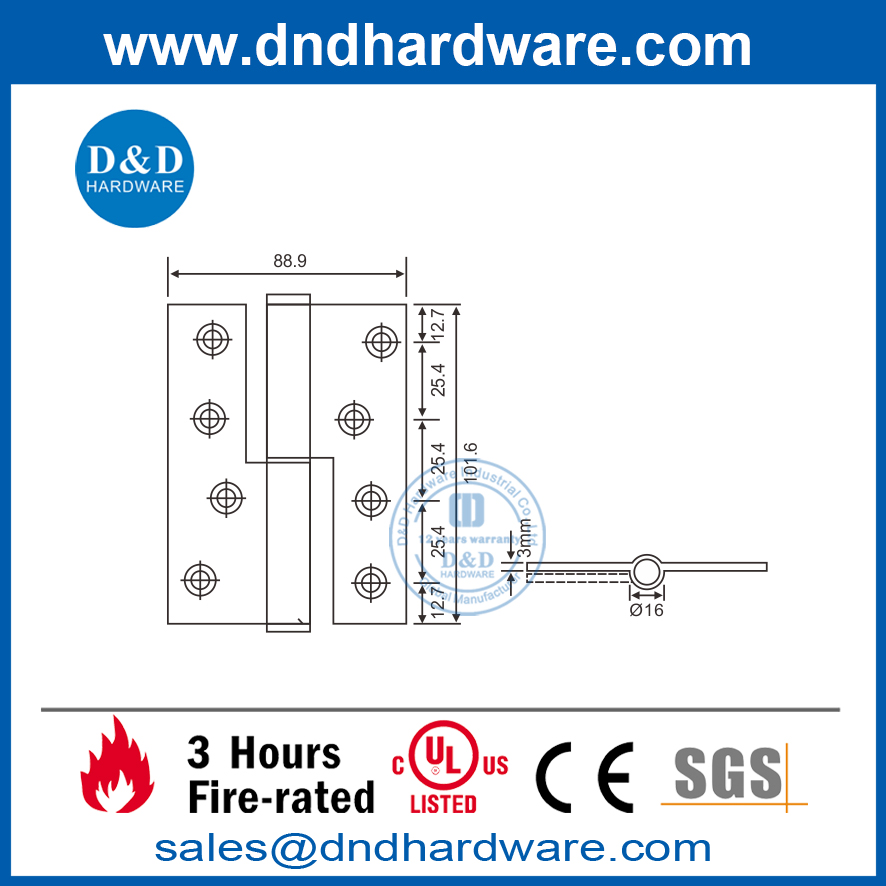 Dobradiça de levantamento de aço inoxidável 304 para porta de madeira-DDSS018