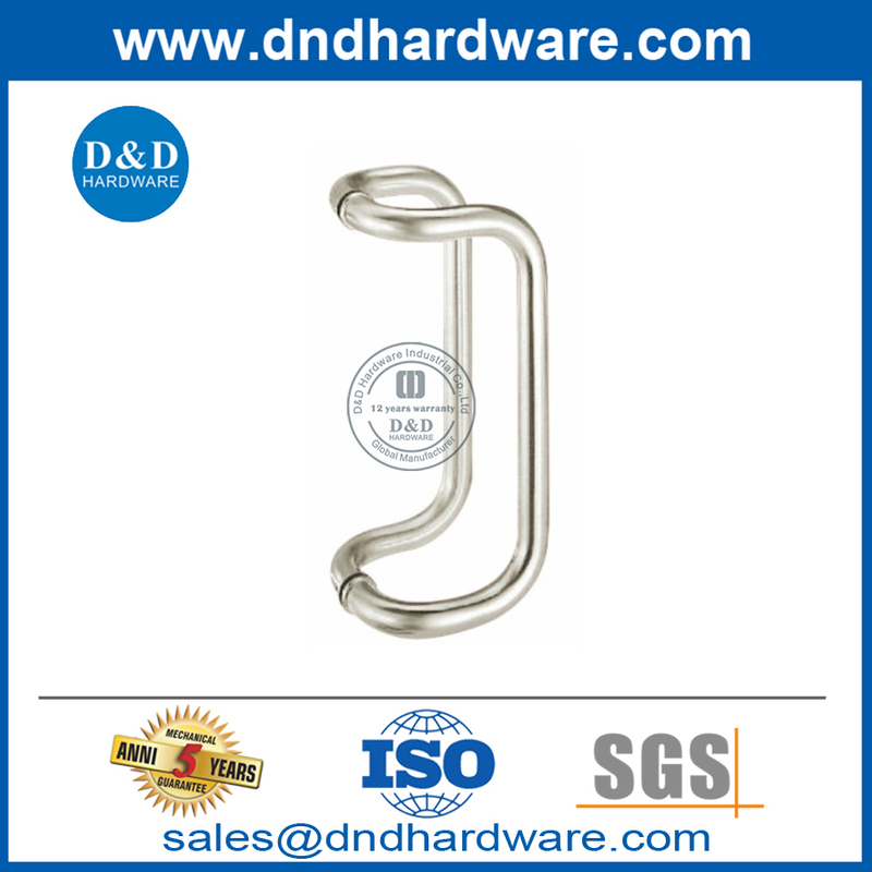 Tirador acodado con manivela para puerta de vidrio de acero inoxidable de seguridad-DDPH005