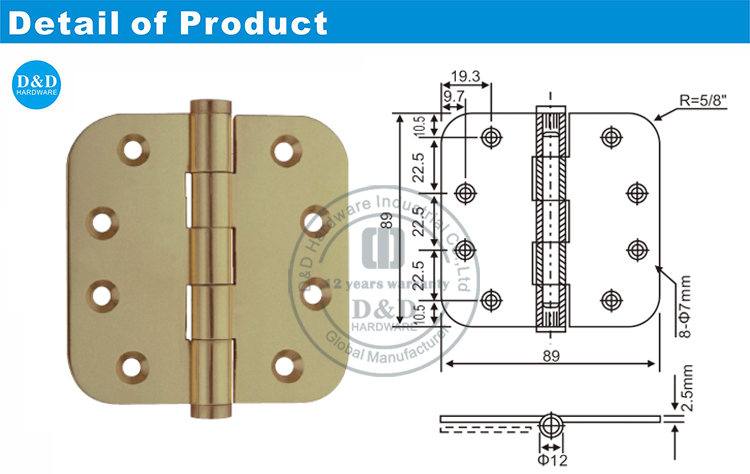 Messing-Plain-Joint-Hardware-Hardware von Gelenk-Ddbh006-D & D.