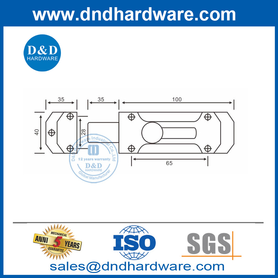 Parafuso da porta tipo tambor deslizante de liga de zinco para serviço pesado-DDDB025