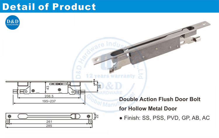 Double Action Flush Bolt-DDDB022-B