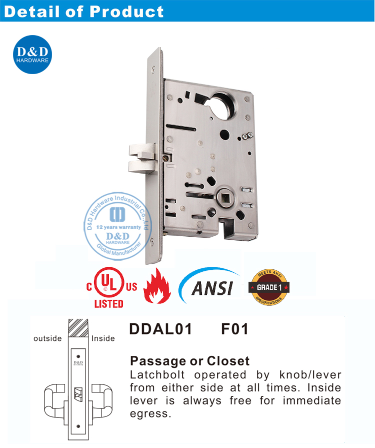 Ansi Passage Door Lock
