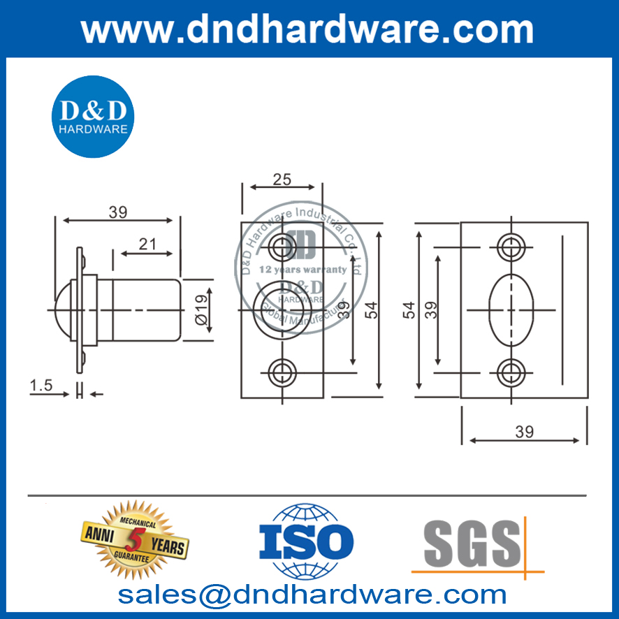 不锈钢弹簧内装法式门球扣-DDDB002-SS
