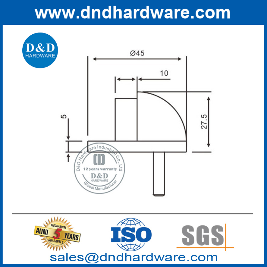 El mejor tope para puerta exterior redonda hemisferio de latón único-DDDS005