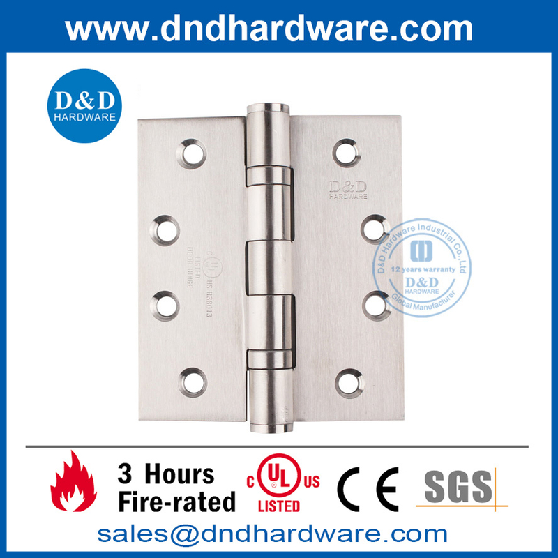 Bisagra de puerta a prueba de fuego de plata de acero inoxidable 316 con certificación UL-DDSS001-FR-4X3.5X3