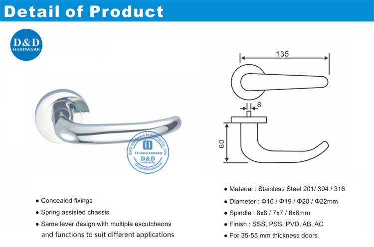 Hollow Lever Handle-DDTH033-D & D Hardware