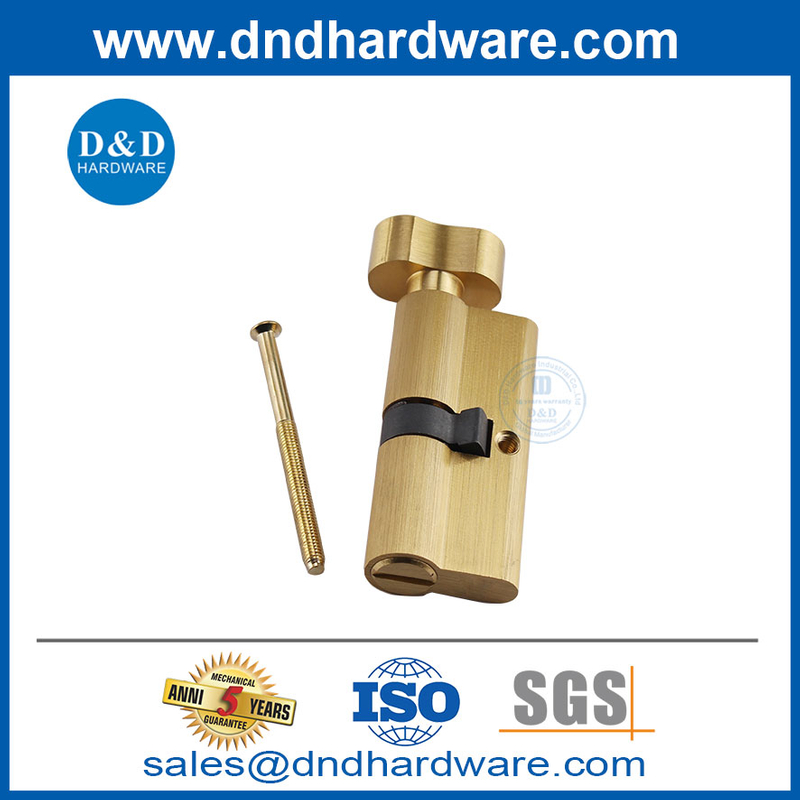 Satin Gold Finish 70 มม. ห้องน้ำยุโรปประตูทองเหลืองล็อคกระบอกสูบ DDLC007