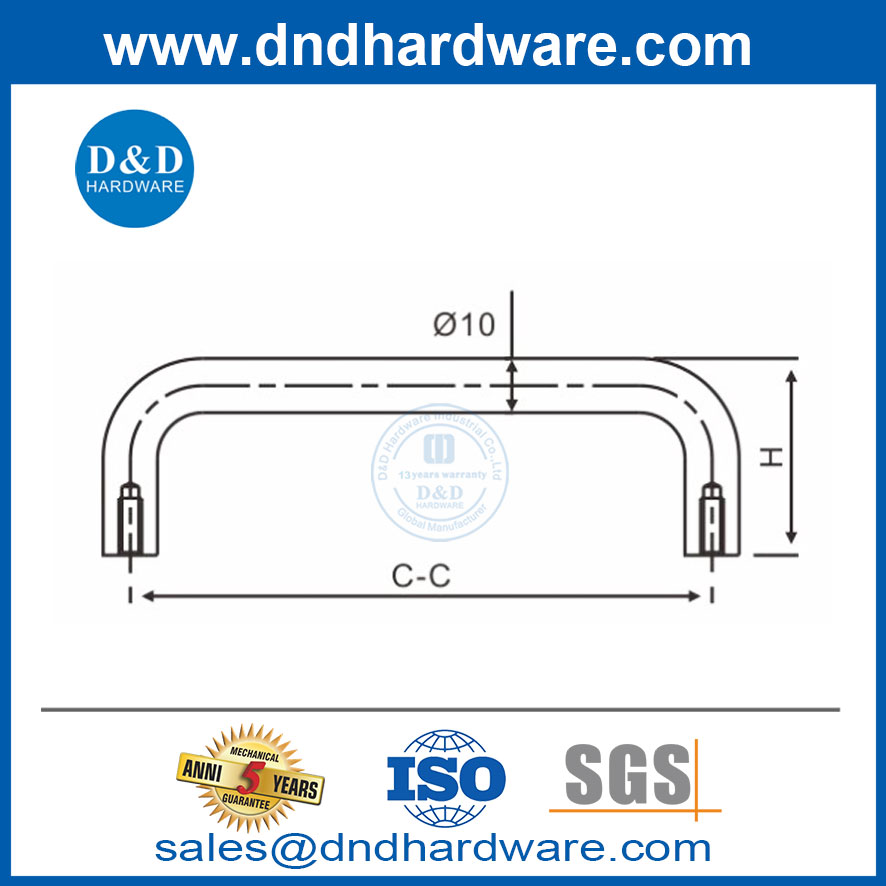 304 สแตนเลส D รูปร่างที่จับเฟอร์นิเจอร์เงินสำหรับตู้ DDFH003
