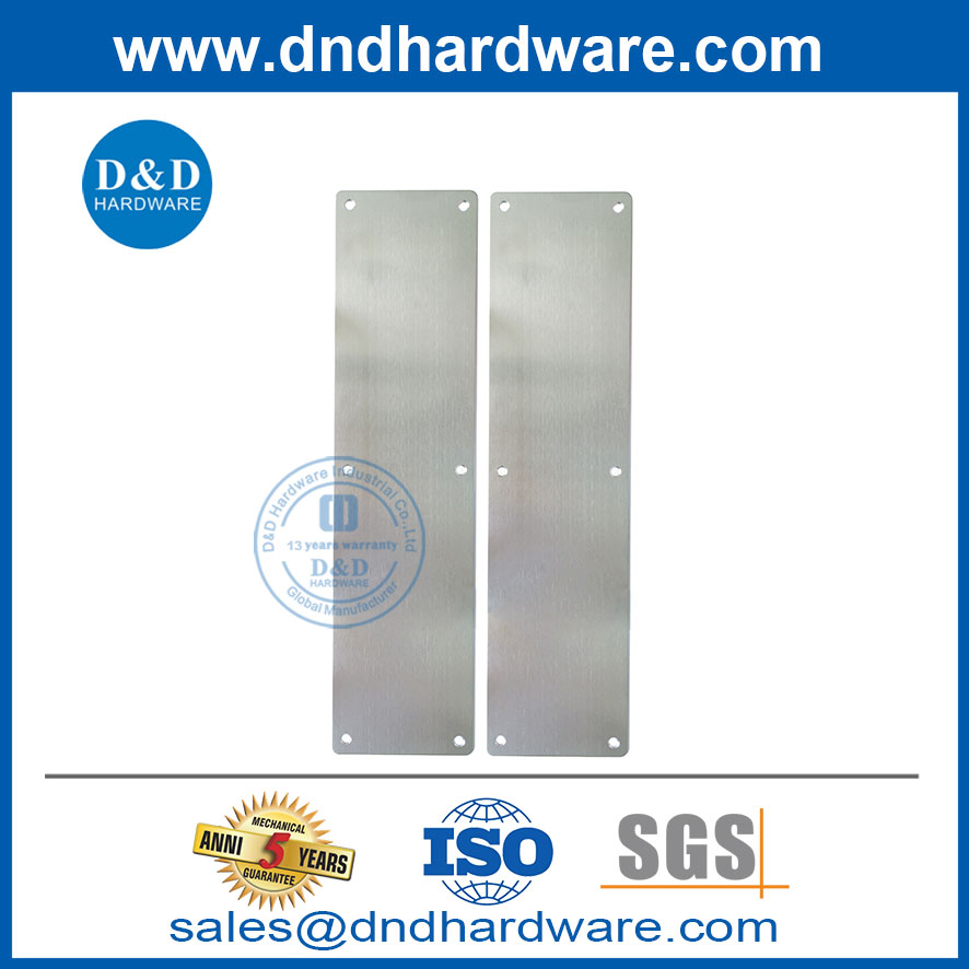 ความปลอดภัยสเตนเลสสตีลจานเตะสำหรับประตูไม้และโลหะ DDKP001