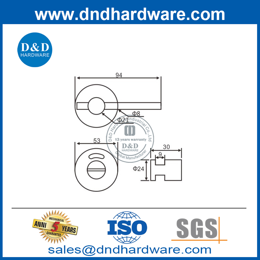 SS304 คันโยกประเภท thumbturn และปล่อยพร้อมตัวบ่งชี้สำหรับ ToLiet door-ddik006
