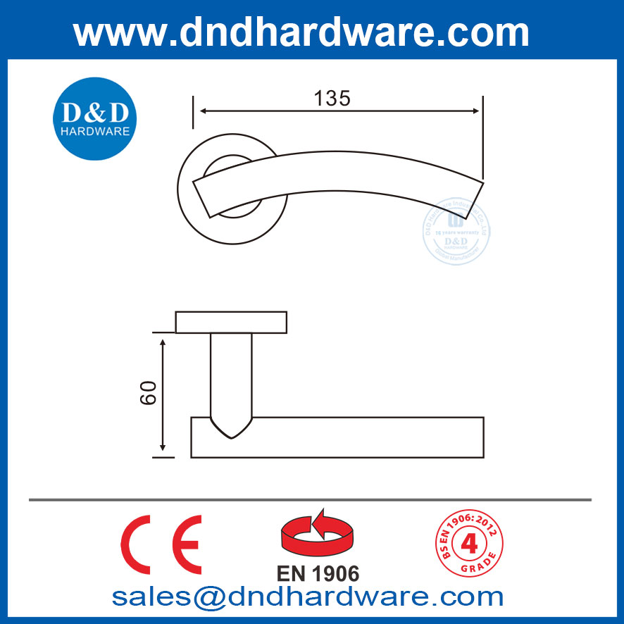 มือจับประตูเชิงพาณิชย์ EN1906 สแตนเลสที่ทันสมัยภายในประตูภายในที่จับ DDTH005