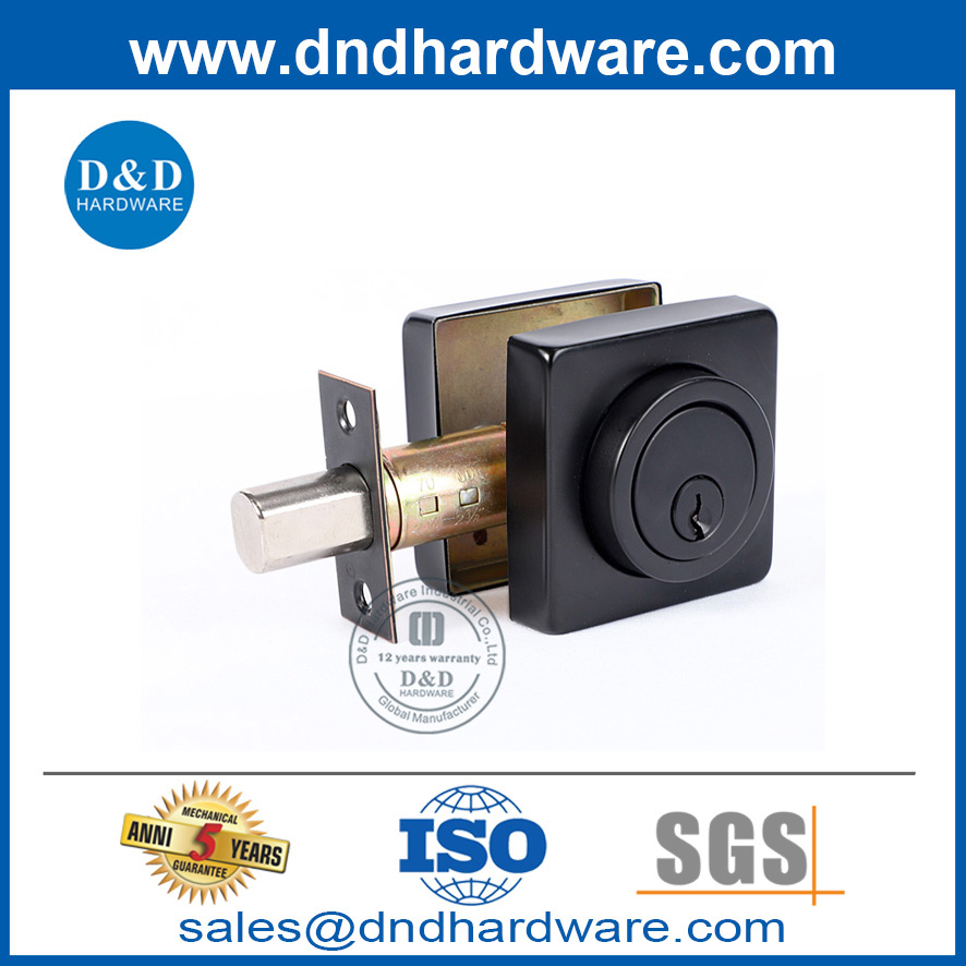 ซาตินนิกเกิลสแควร์สไตล์โลหะผสมประตูเชิงพาณิชย์ล็อค Deadbolt-DDLK021