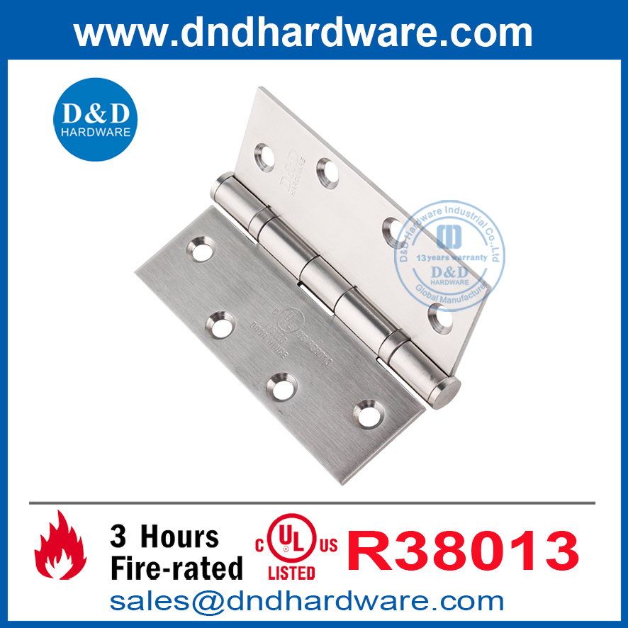 UL Fire ได้รับการจัดอันดับ 3 ชั่วโมง SUS304 บานพับประตูสำหรับอาคารที่อยู่อาศัย DDSS005-FR-5X4X3
