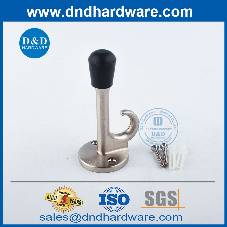 ใหม่ Satin Nickel Zinc Alloy Door Stop พร้อม Hook Hardware-DDDS020