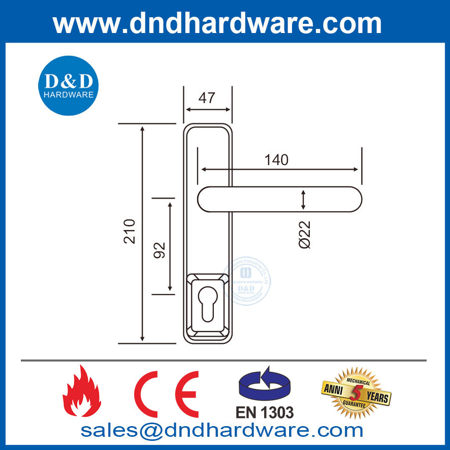 CE EN1125 สแตนเลสสตีลไฟก้านจัดอันดับด้วยล็อคสำหรับ PANIC BAR-DDPD015
