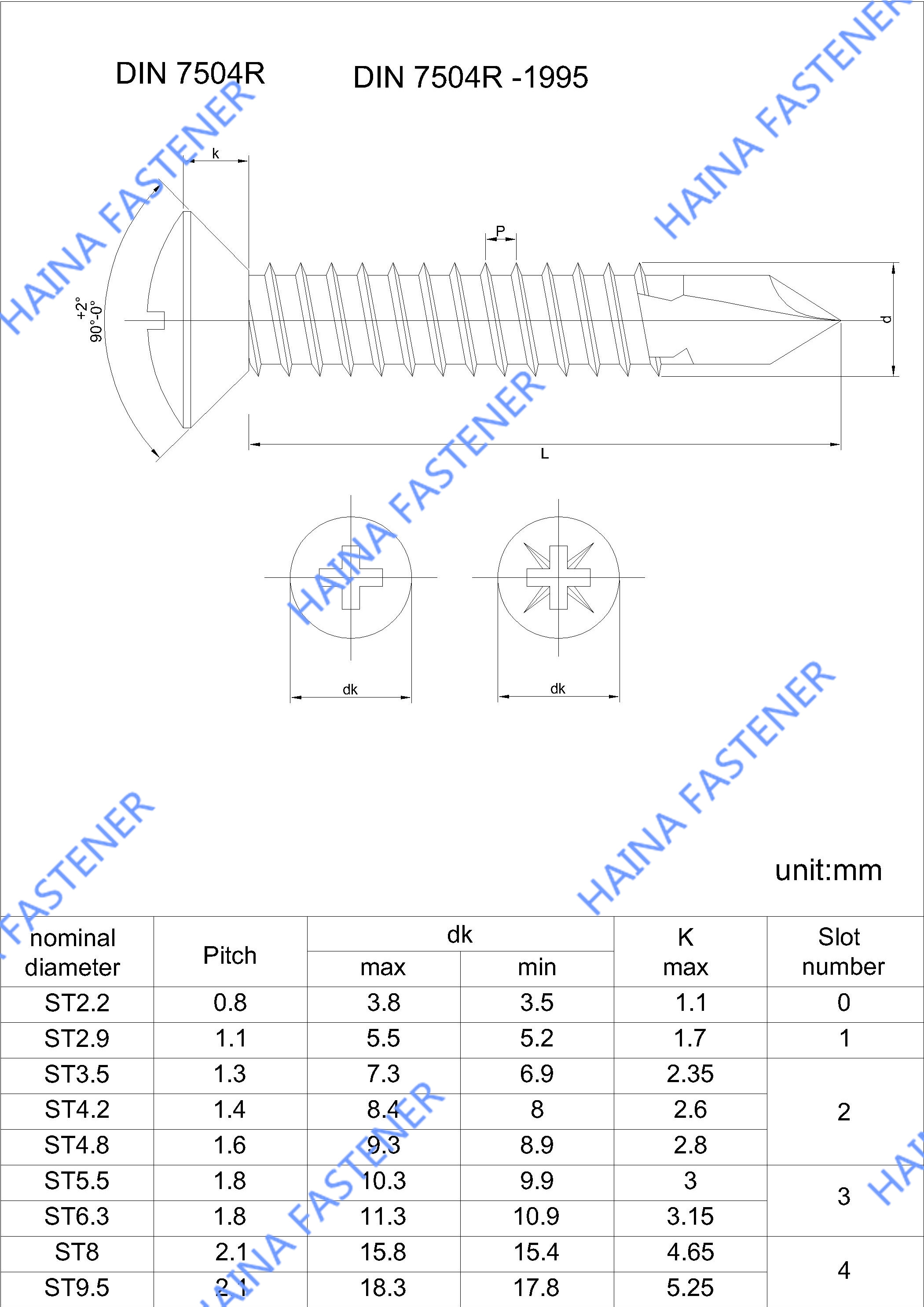 Tornillo de perforación DIN7504R