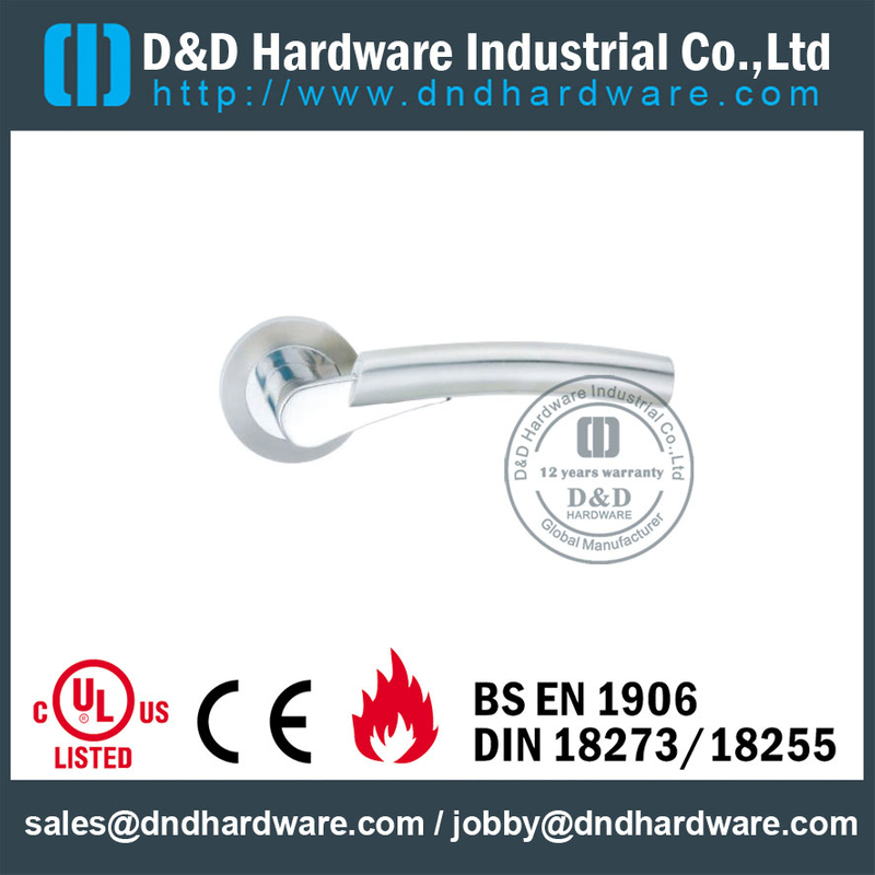 Investasi Antirust Cast Lever Stainless Steel Padat pada Rose untuk Pintu Kayu -DDSH017