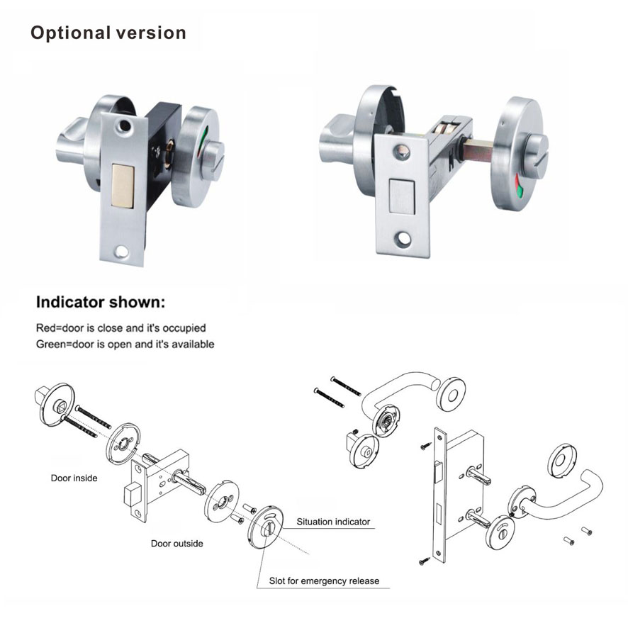 SUS 304 Thumb Turn Lock con indicador de guía para la puerta del baño -DDIK001