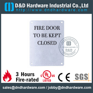 Placa de assinatura de porta de fogo quadrado SS304 130 x 170 mm para portas resistentes ao fogo-DDSP010