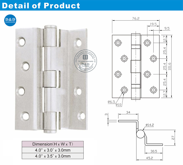 Hardware de dobradiça da porta da manivela