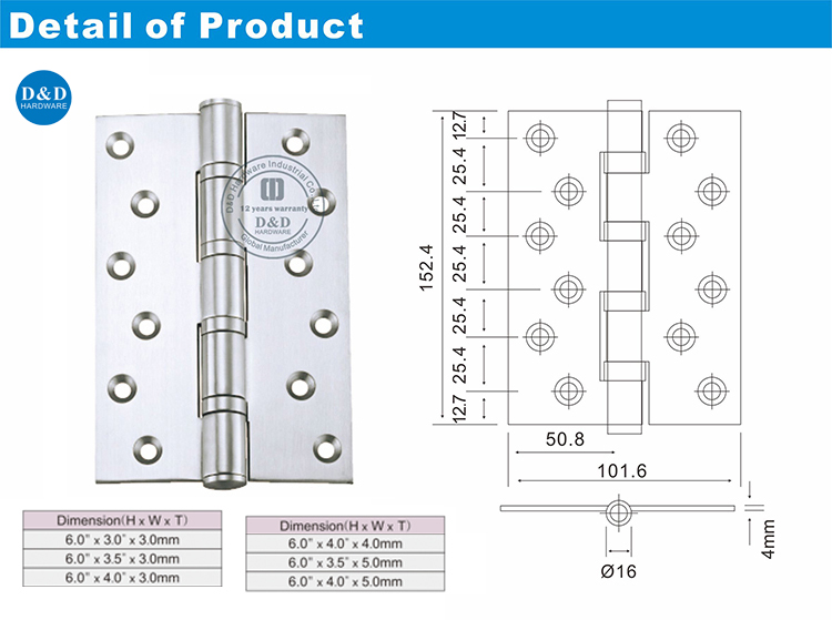 Hardware de porta de portas pesadas em aço inoxidável