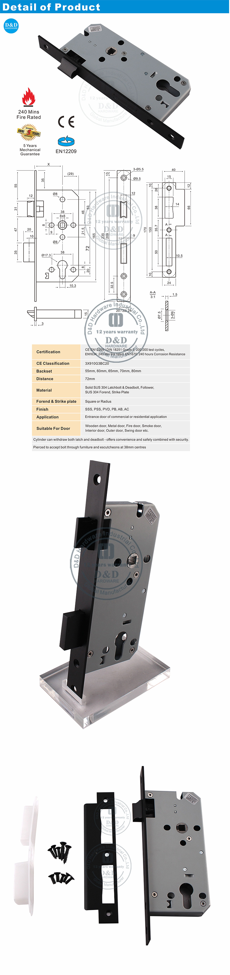 Lock de puerta negra DDML009