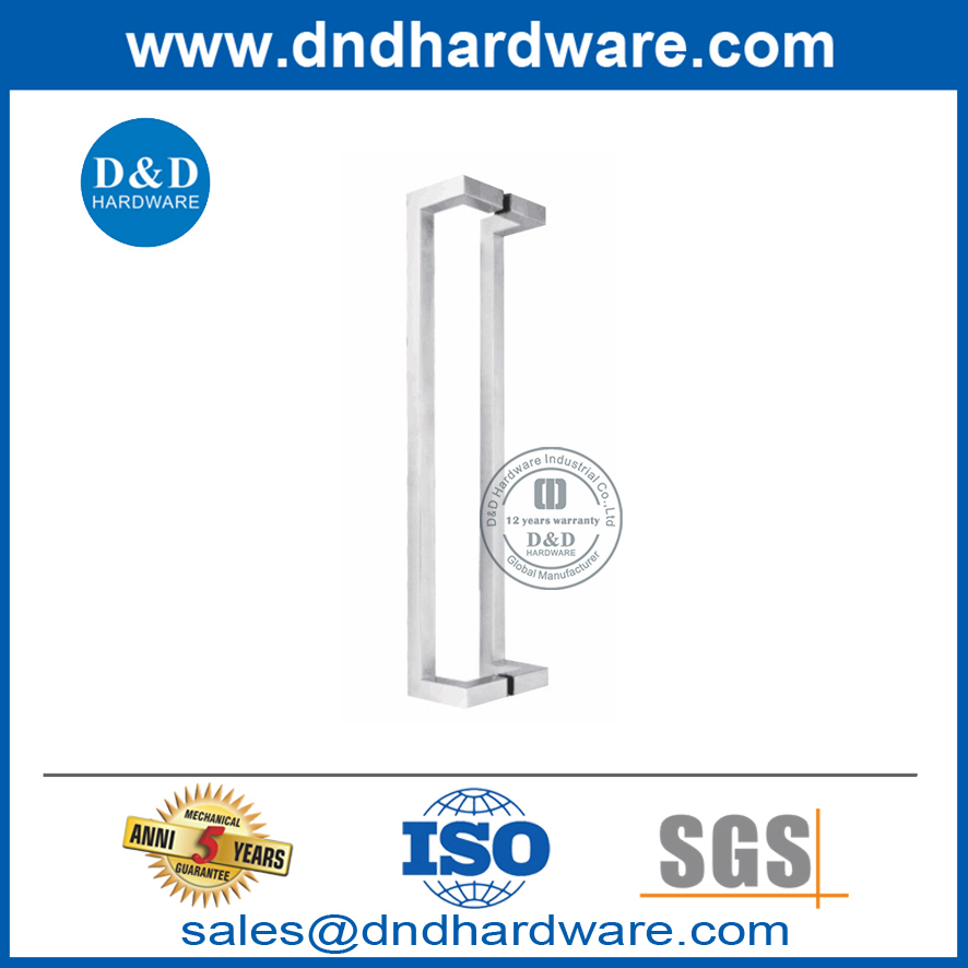 Puxador de aço inoxidável em forma de T quadrada para porta de vidro externa-DDPH016