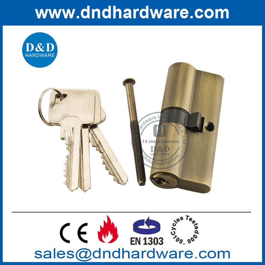 BS EN1303 用于卧室门的古董黄铜插芯锁芯-DDLC003