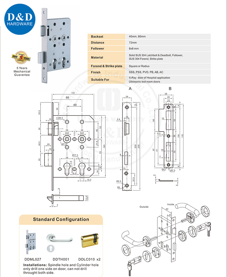 Hardware da porta Lock-D & D