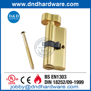 Euro EN 1303 实心黄铜抛光黄铜饰面拇指转动浴室门单缸锁-DDLC007