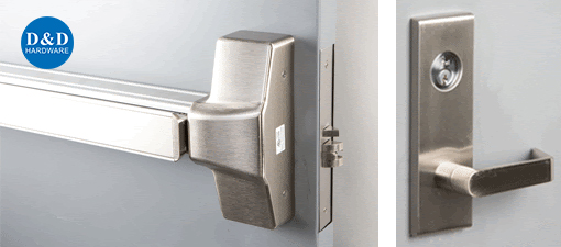 Dispositivo de pânico de Mortise na porta ativa e haste vertical na porta inativa