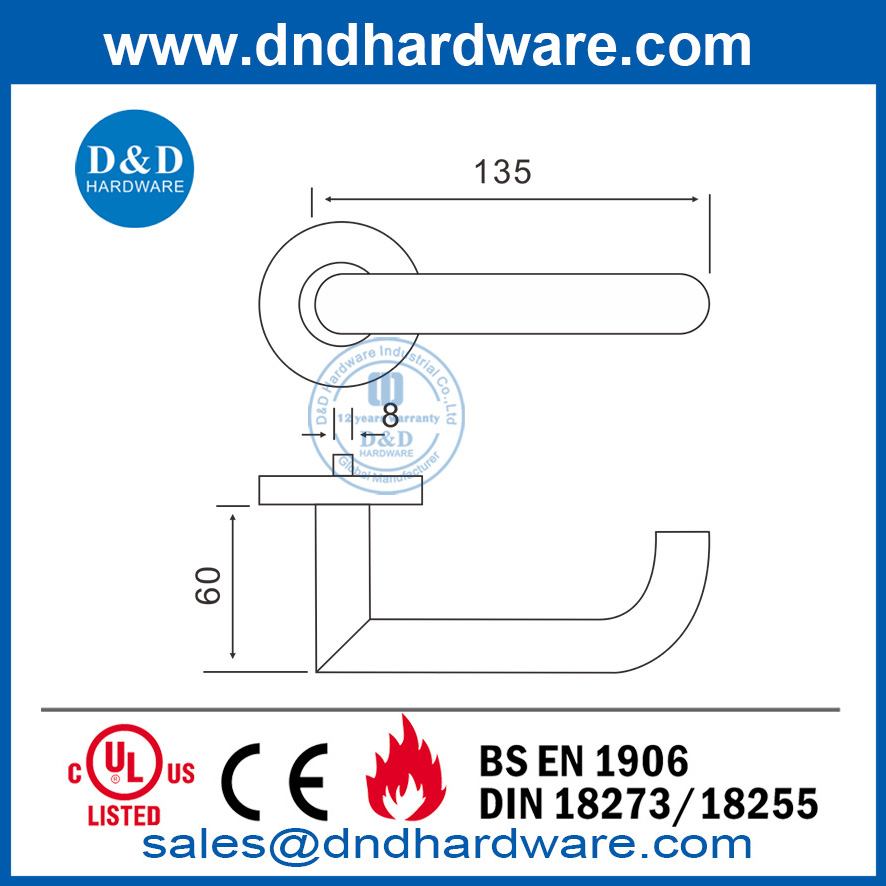 Alavanca de aço inoxidável para porta externa-DDTH018