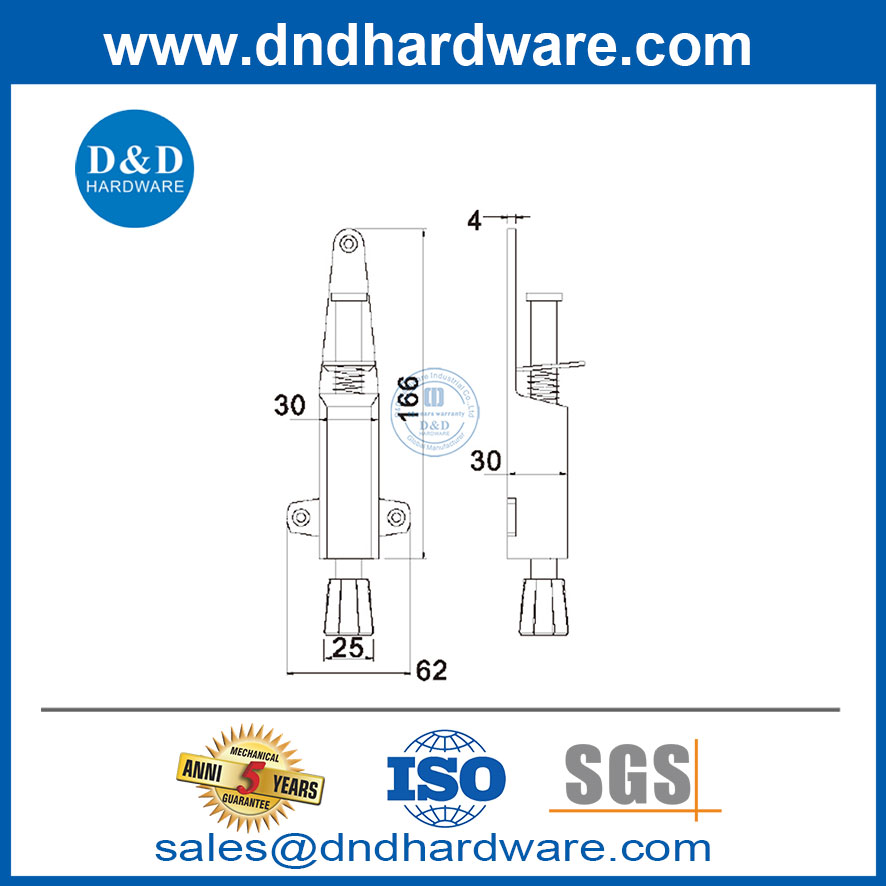 ตัวยึดประตูโลหะผสมสังกะสีฮาร์ดแวร์ใช้เท้าสแตนเลส DDDS053