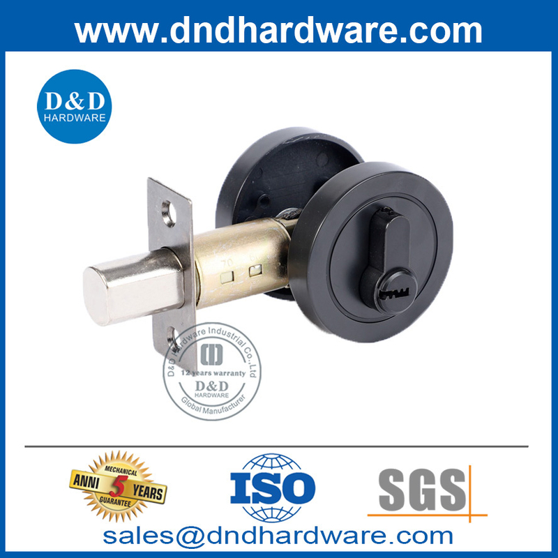 ลูกบิดประตูสีดำล็อค Deadbolt ในโลหะผสมสังกะสีสำหรับประตูในร่ม DDLK029